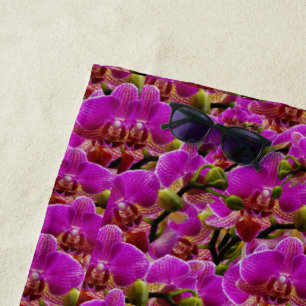 Radiant Clusters: The Magenta Orchid Symphony, Beach Towel