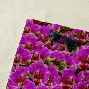 Radiant Clusters: The Magenta Orchid Symphony, Beach Towel