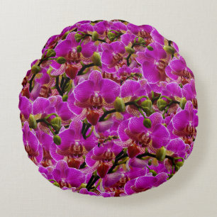 Radiant Clusters: The Magenta Orchid Symphony, Round Cushion