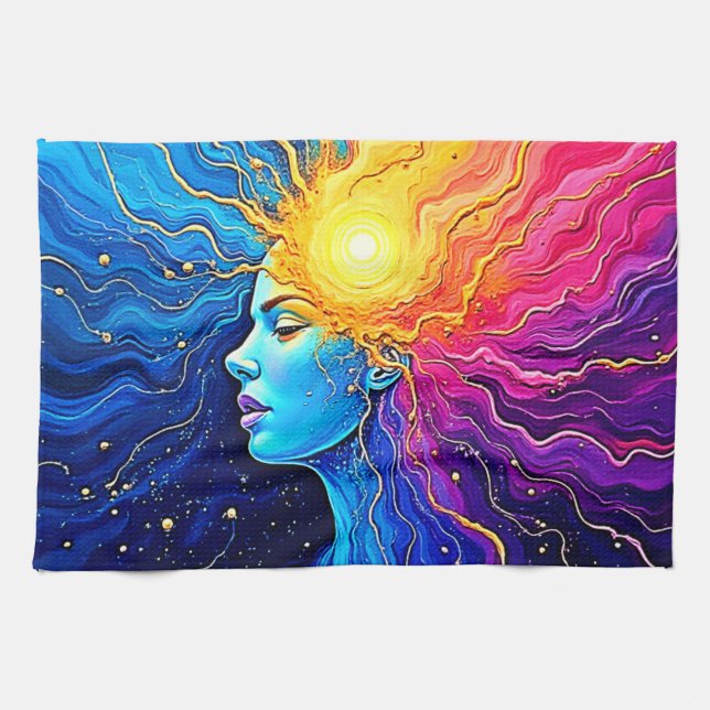 Radiant Cosmic Mind Awakening Tea Towel (Horizontal)