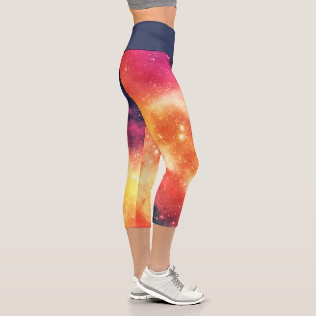 Radiant Cosmic Nebula Capri Leggings (Right)