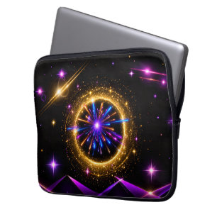 Radiant Cosmic Portal Neon Electronics Bag
