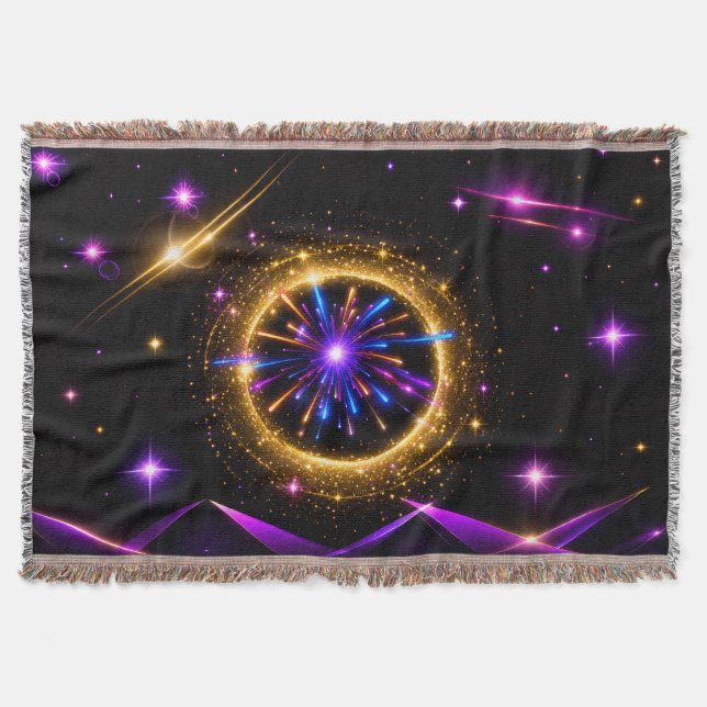 Radiant Cosmic Portal Throw Blanket (Front)