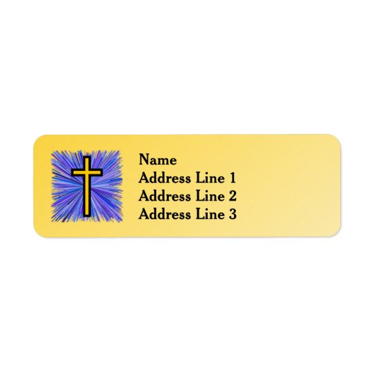 Radiant Cross on Yellow Gradient Background Return Address Label