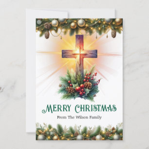 Radiant Cross with a Warm Glow, Christmas  Holiday Card