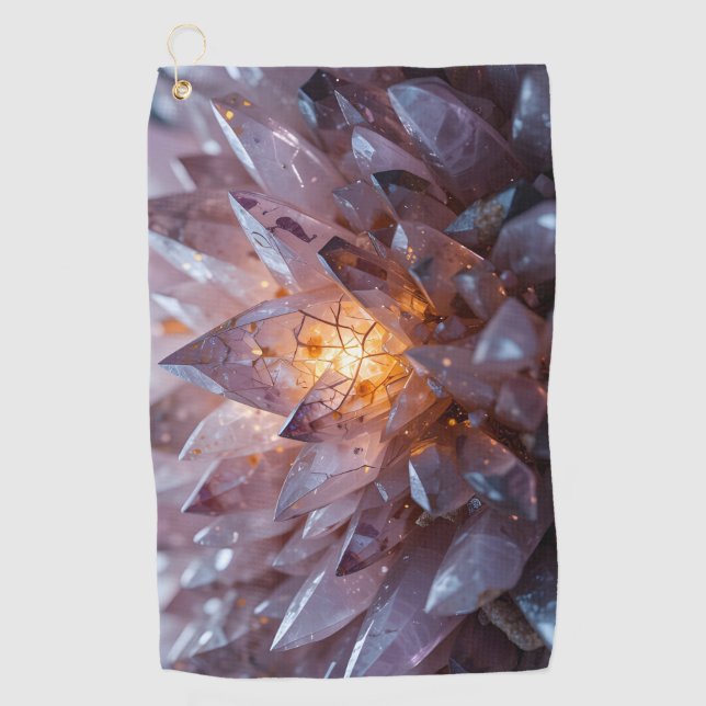 Radiant Crystal Heart Golf Towel (Front)