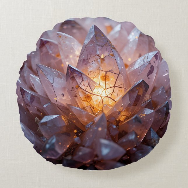 Radiant Crystal Heart Round Cushion (Front)