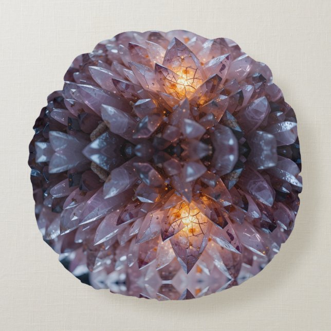 Radiant Crystal Heart Round Cushion (Front)