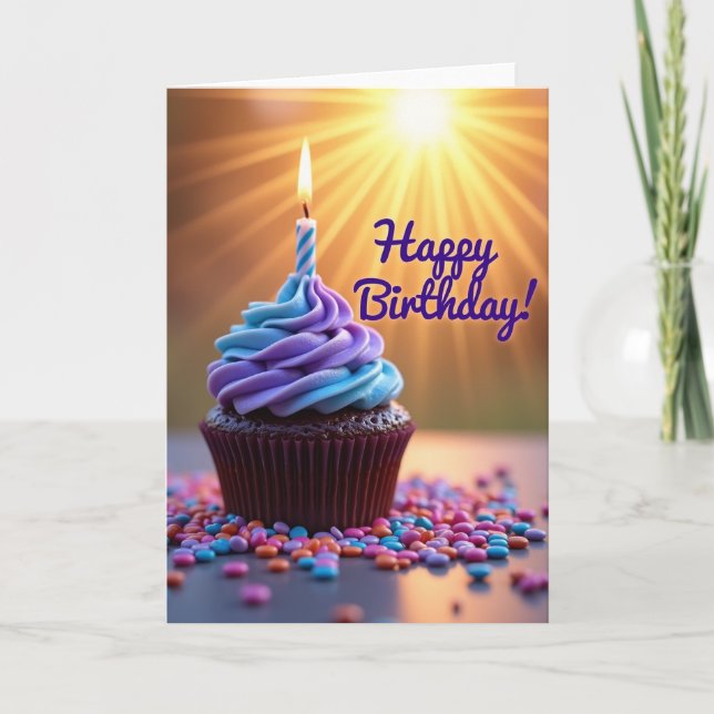 Radiant Cupcake Birthday Card (Front)