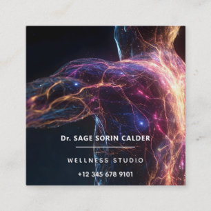 Radiant Current Aura Energy Square Business Card