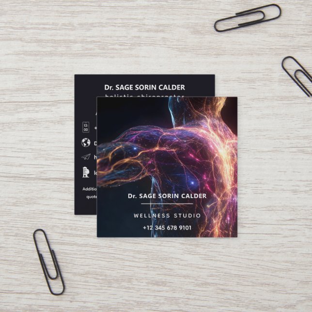 Radiant Current Aura Energy Square Business Card (Front/Back In Situ)