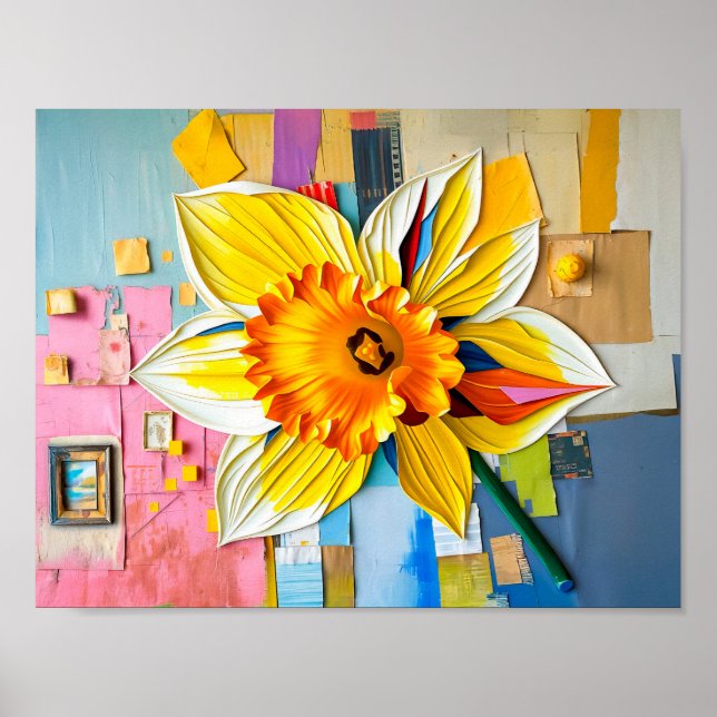 Radiant Daffodil in Modern Abstract Style Poster (Front)