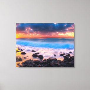 Radiant Dawn: Majestic Sunrise at the Beach Canvas Print