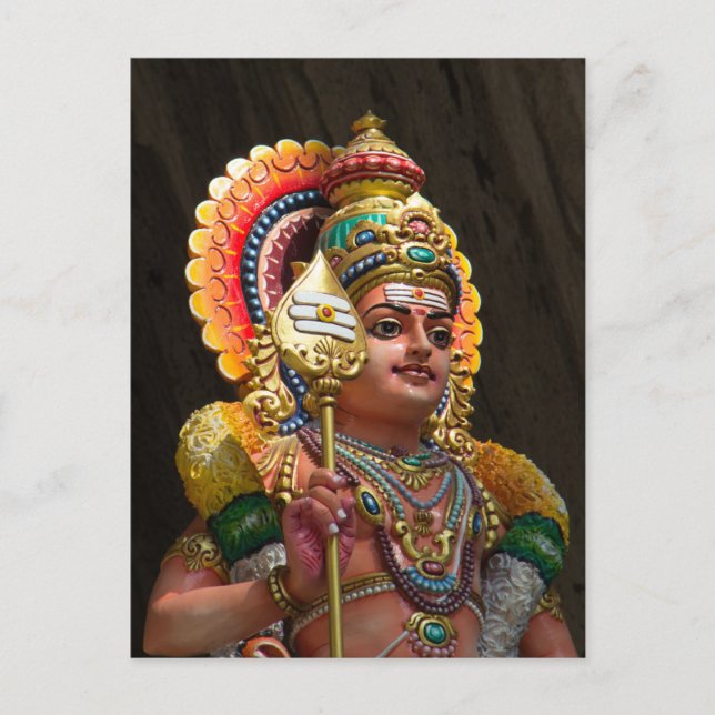 Radiant Devotion in Vibrant Hindu Iconography Postcard (Front)