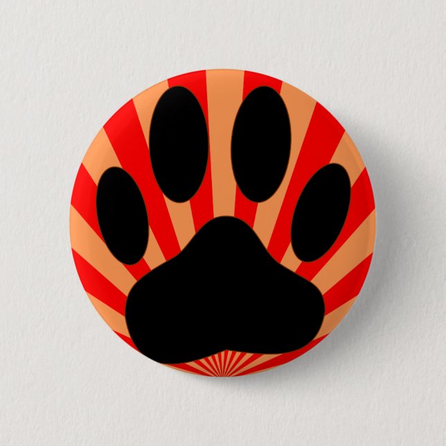 Radiant Dog Paw Print 6 Cm Round Badge (Front)