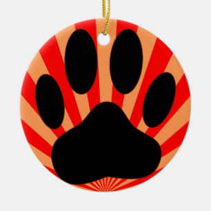 Radiant Dog Paw Print Ceramic Tree Decoration