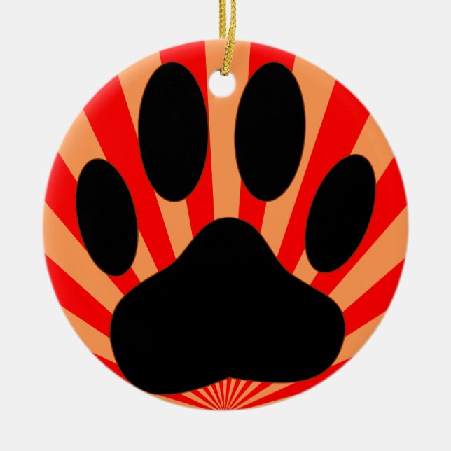 Radiant Dog Paw Print Ceramic Tree Decoration (Front)