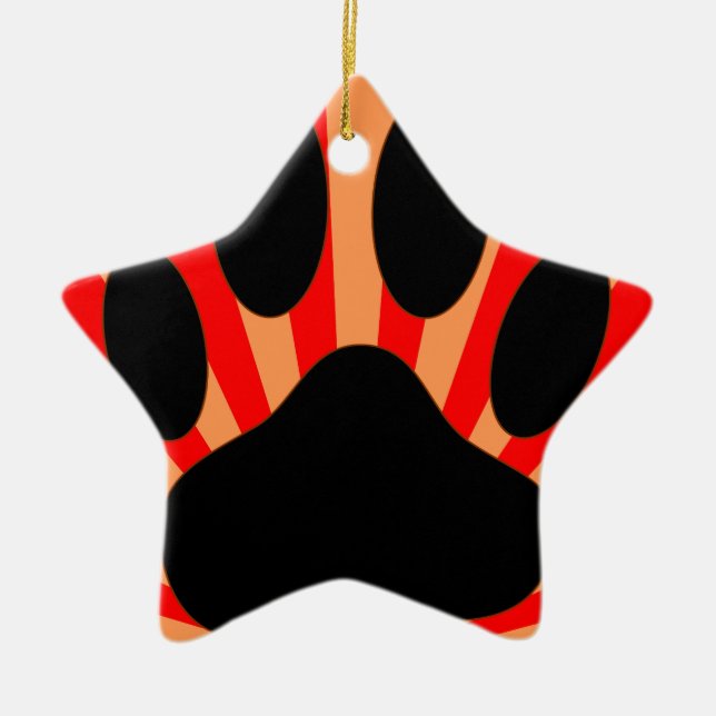 Radiant Dog Paw Print Ceramic Tree Decoration (Front)