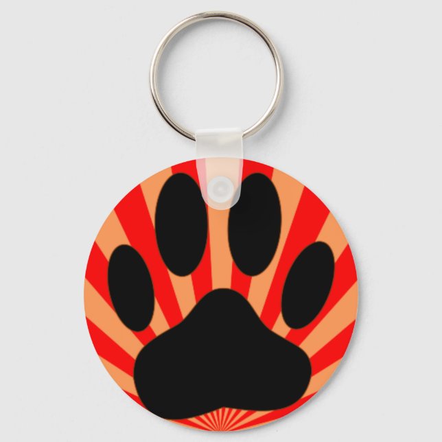 Radiant Dog Paw Print Key Ring (Front)