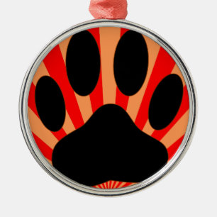 Radiant Dog Paw Print Metal Tree Decoration