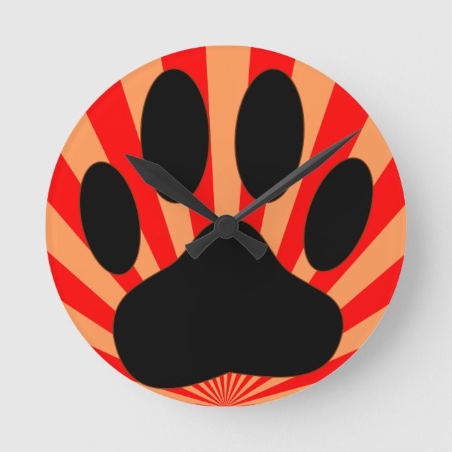 Radiant Dog Paw Print Round Clock (Front)