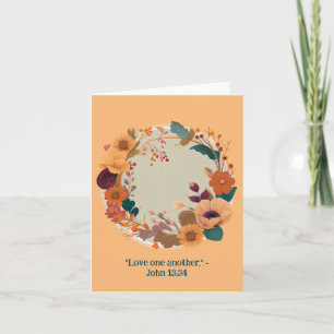 Radiant Dried Flower Blooms Wreath Religious Card