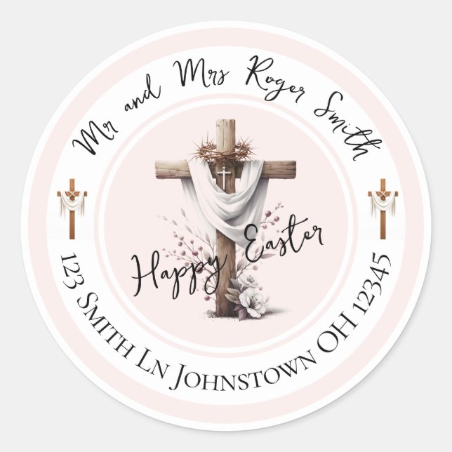 Radiant Easter Cross Return Address Label (Front)