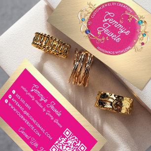 Radiant Elegance Gold Pink Custom Jewellery Crafte Business Card