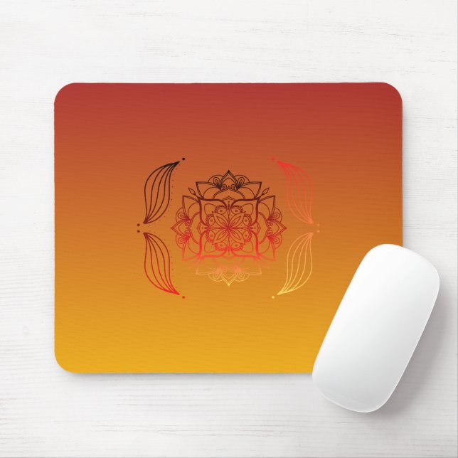 Radiant Embers – Warm Abstract Botanical Art Mouse Pad (With Mouse)