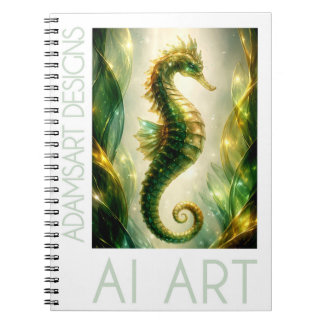 Radiant Emerald Seahorse Fantasy Notebook