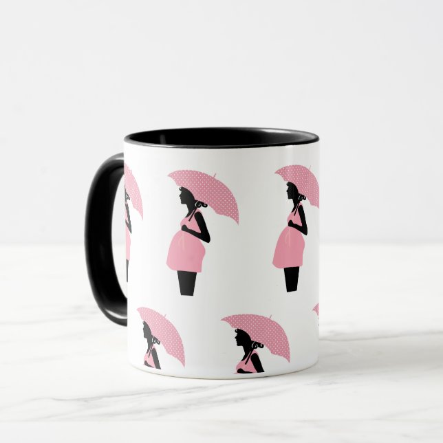 Radiant Expecting Mother: Pink Umbrella  Mug (Front Left)