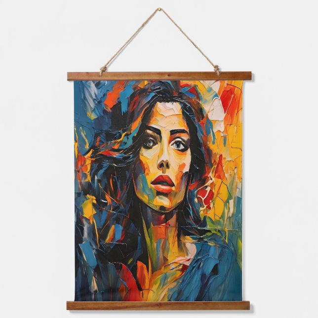 Radiant Expressionist Portrait Art Hanging Tapestry (Front)