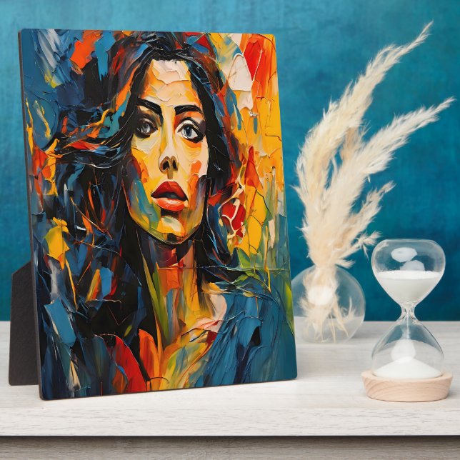 Radiant Expressionist Portrait Art Plaque (Side)