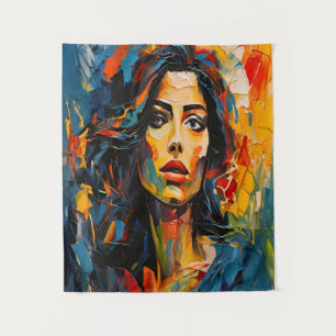 Radiant Expressionist Portrait Art Tapestry