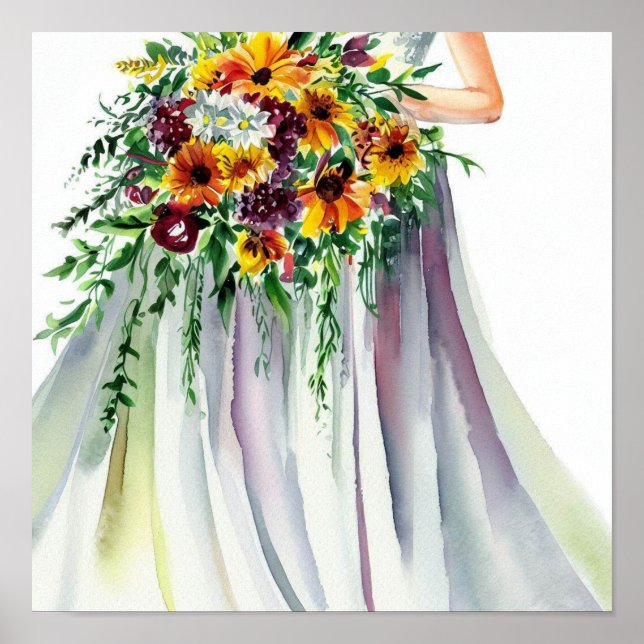 Radiant Fall, Bridal Cascading Bouquet 1, Poster (Front)