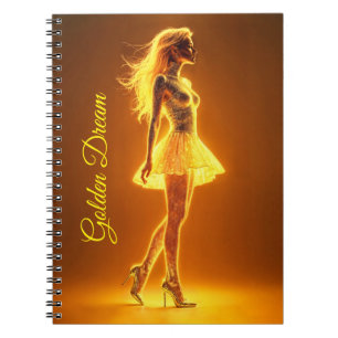 Radiant fantasy model luminous golden glow notebook