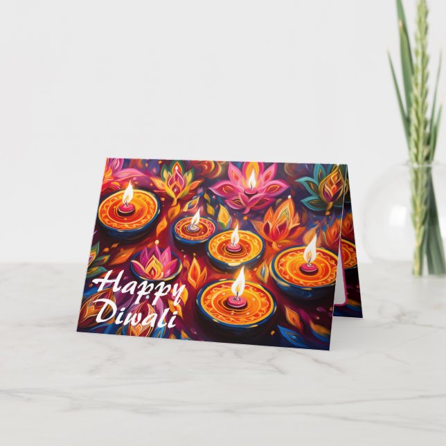Radiant Festivity: A Happy Diwali Celebration Holiday Card (Front)