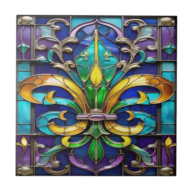  Radiant Fleur de Lis Ceramic Tile (Front)