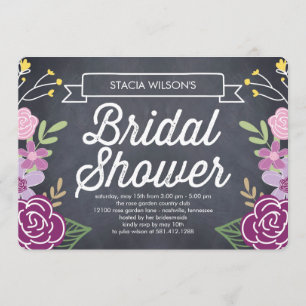 Radiant Floral Bridal Shower Invitation - Purple