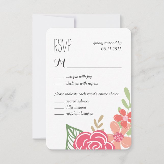 Radiant Florals Wedding Response / RSVP Cards (Front)