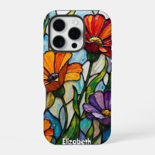 Radiant Flowers in Glass Panels iPhone 16 Pro Case