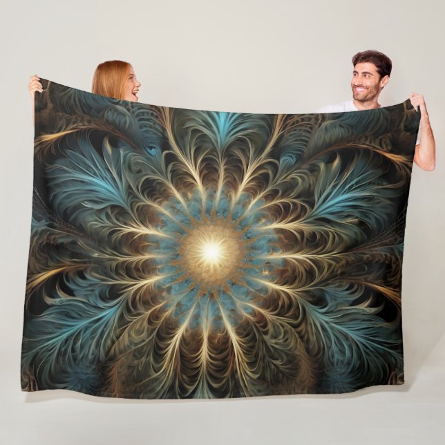 Radiant Fractal Flower Fleece Blanket (In Situ)