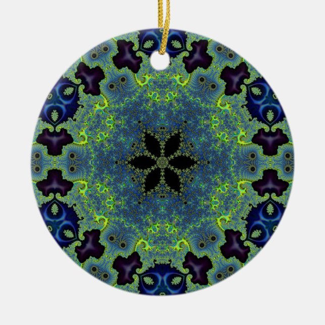 Radiant Fractal Symphony Ceramic Ornament (Front)