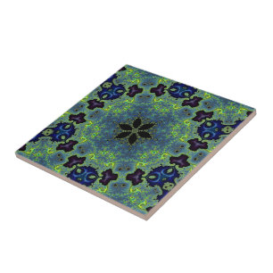 Radiant Fractal Symphony Ceramic Tile