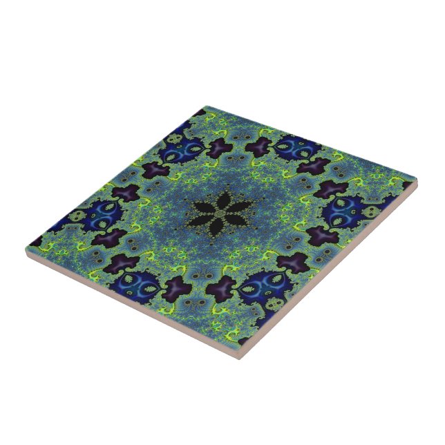 Radiant Fractal Symphony  Ceramic Tile (Side)