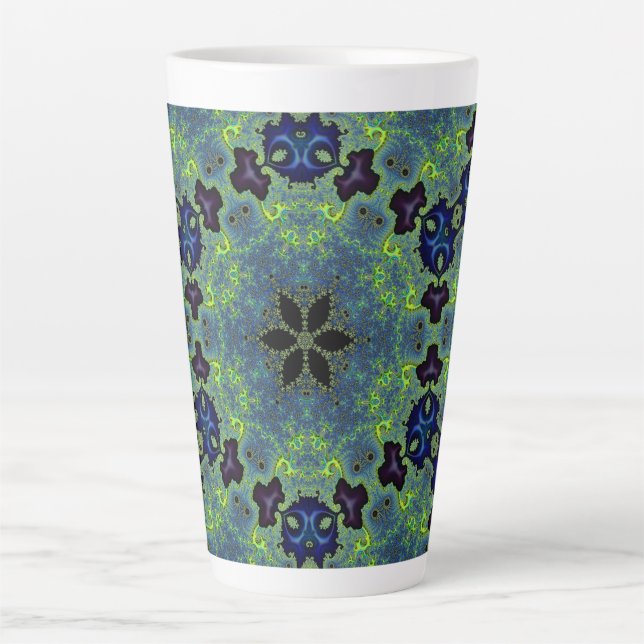 Radiant Fractal Symphony Latte Mug (Front)