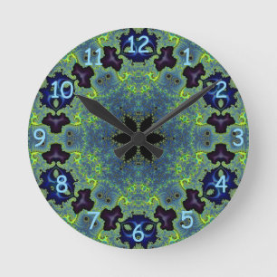 Radiant Fractal Symphony  Round Clock