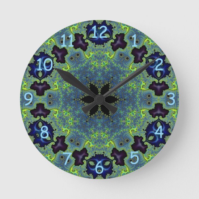 Radiant Fractal Symphony  Round Clock (Front)