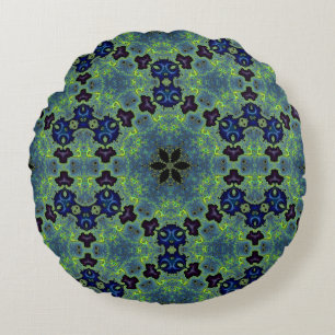 Radiant Fractal Symphony Round Cushion