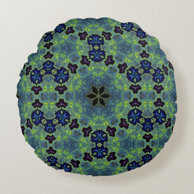 Radiant Fractal Symphony  Round Cushion (Front)